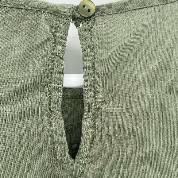 LUCKY BRAND I Top Blouse Eyelet Olive Green Medium - Picture 6 of 16